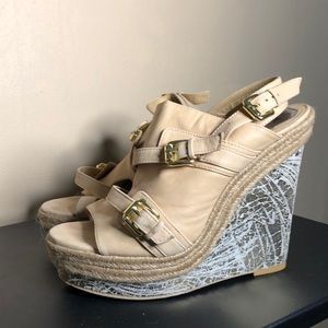 Donald J Pliner Metallic Leather Espadrille Wedge